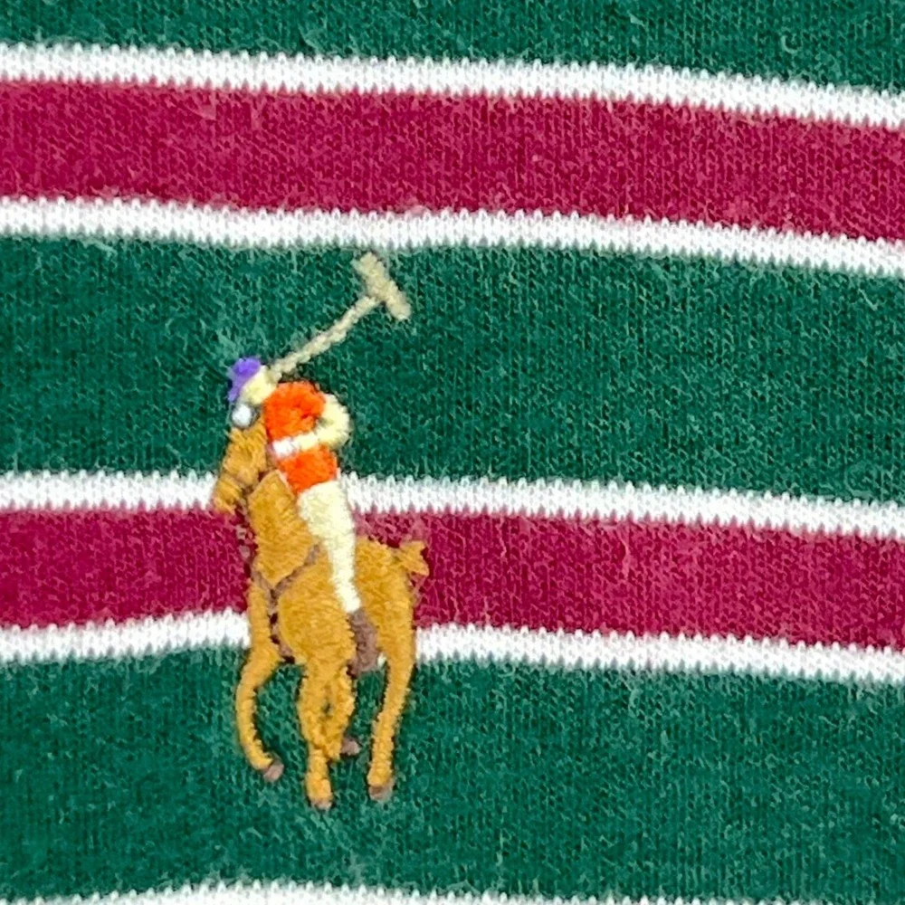 Polo Ralph Lauren Mens XL Classic Fit Striped Polo Shirt Green Maroon White